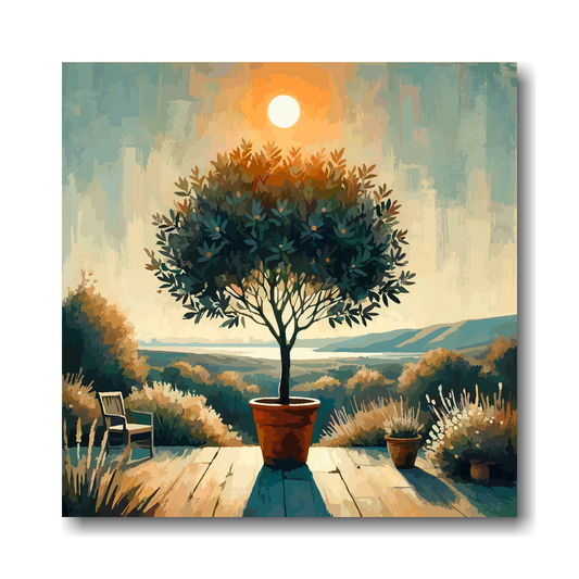 Large canvas wall art - Colourful Abstract of a Bay Tree, part of UK CANVAS tree collection. Available in 3 large sizes.