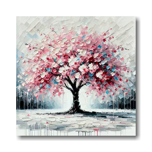 Large canvas wall art - Colourful Abstract of a Cherry Blossom Tree, part of the UK CANVAS tree collection. Available in 3 large sizes.