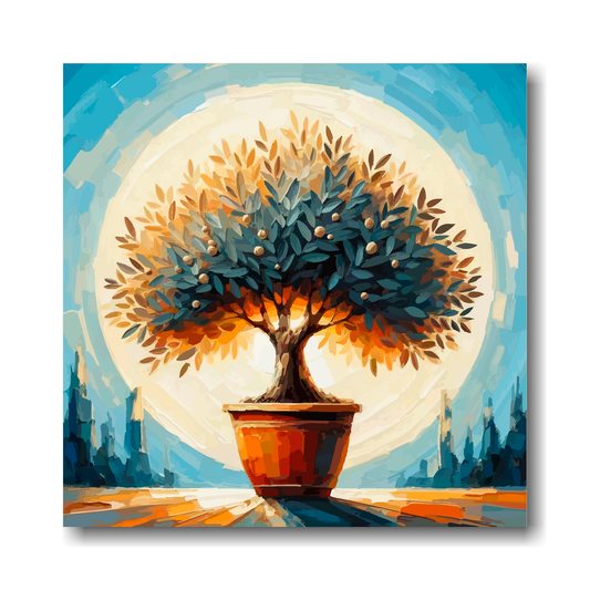 Large canvas wall art - Colourful Abstract of a Olive Tree, part of the UK CANVAS tree collection. Available in 3 large sizes.