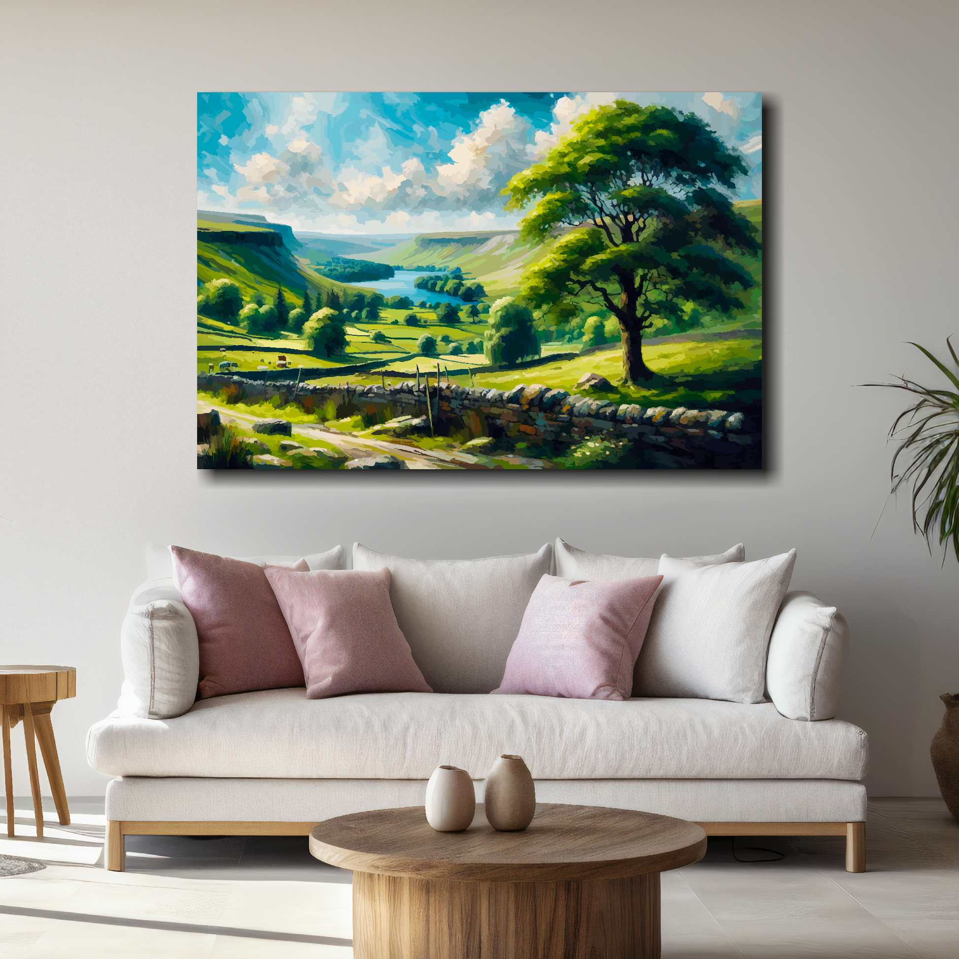 Large canvas wall art - A colourful painting of a English National Park. Available in 3 large sizes.