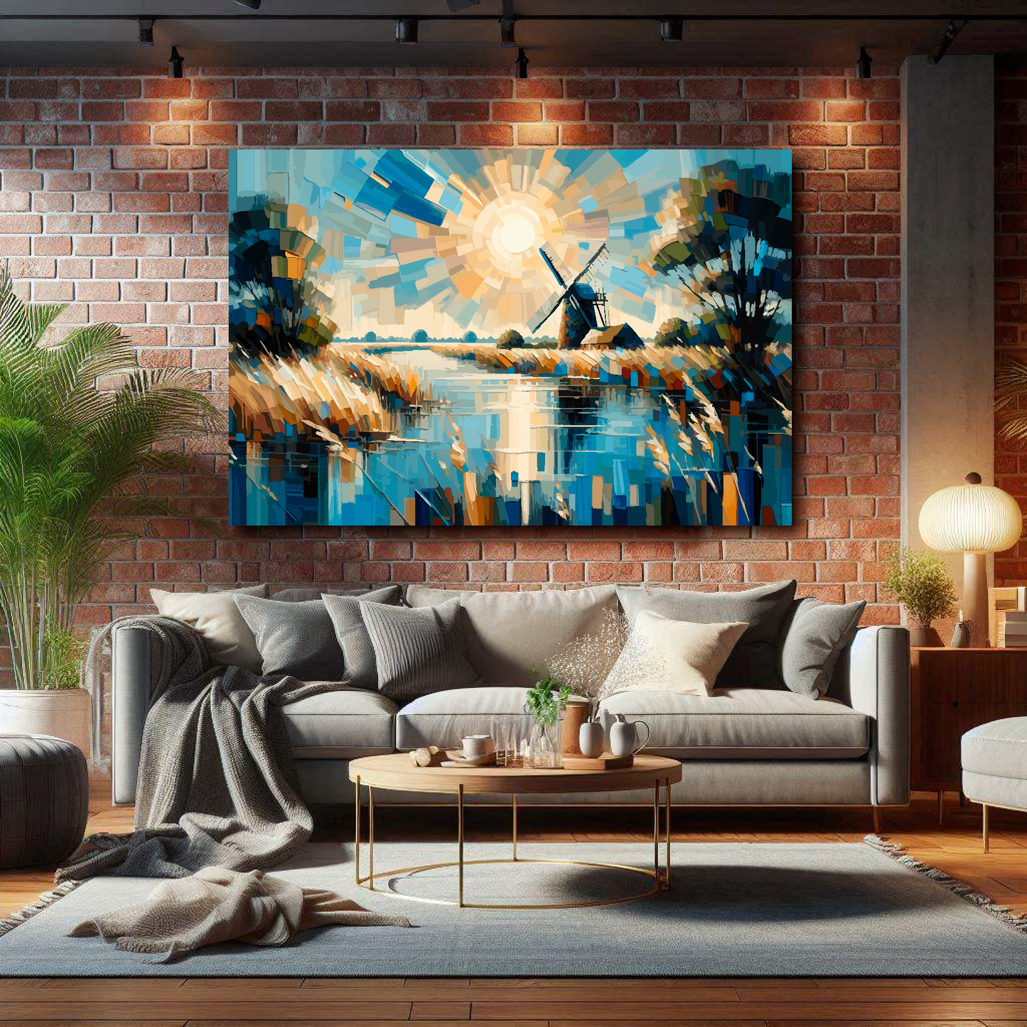 Large canvas wall art - A vibrant multi-coloured abstract of the Norfolk Broads landscape. Available in 3 large sizes.