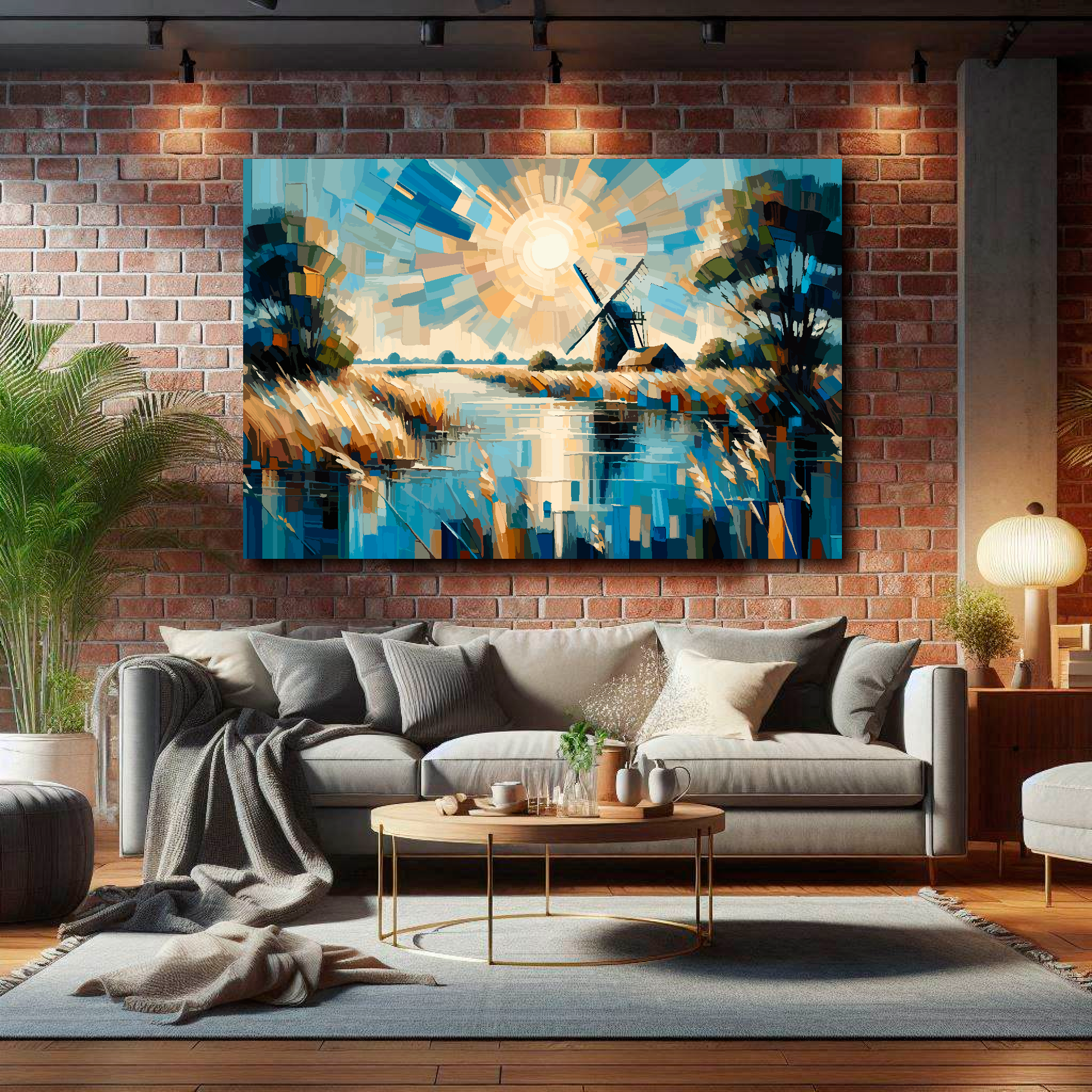 Large canvas wall art - A vibrant multi-coloured abstract of the Norfolk Broads landscape. Available in 3 large sizes.