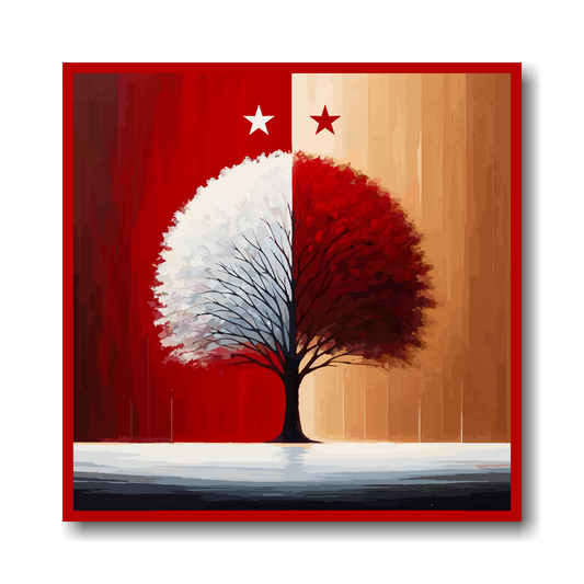 Nottingham Forest FC inspired canvas, featuring a red and white halved tree with two stars above.
