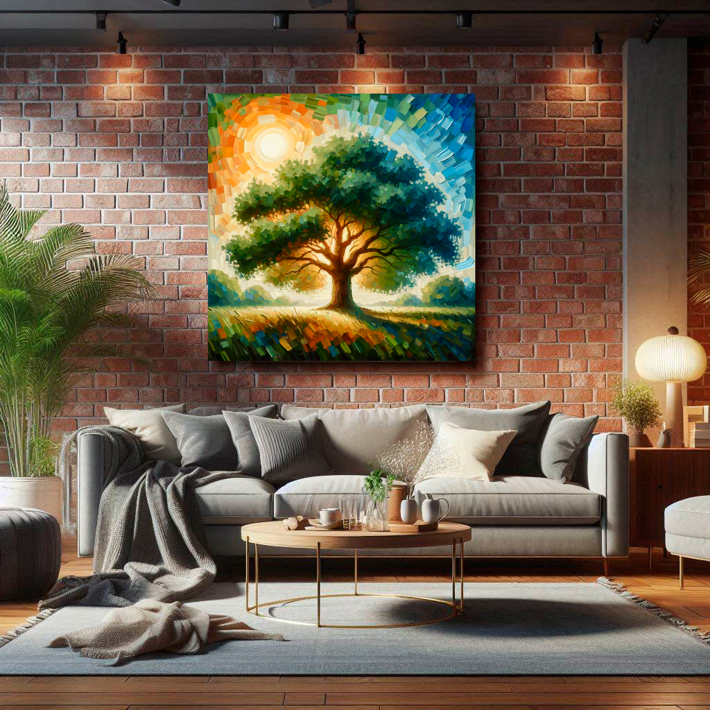 Large canvas wall art - Colourful Abstract of a Oak Tree, part of the UK CANVAS tree collection. Available in 3 large sizes.
