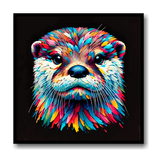 Large canvas wall art - A vibrant multi-coloured head portrait of a Otter. Available in 3 large sizes.