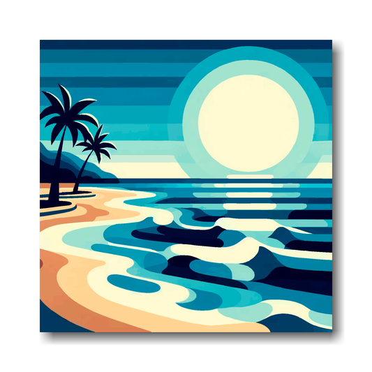 Large canvas wall art - Colourful Palm Beach, tropical beach scene. Available in 3 large sizes.