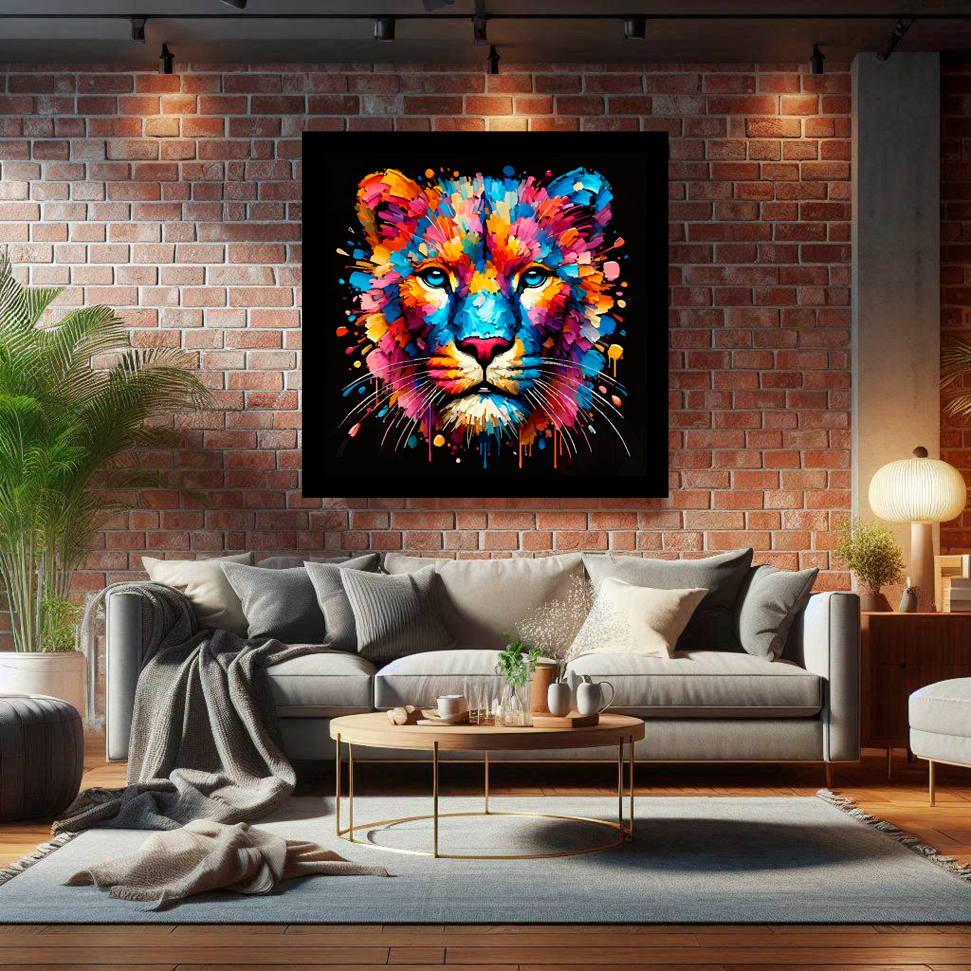 Large canvas wall art - A vibrant multi-coloured head portrait of a Panther. Available in 3 large sizes.