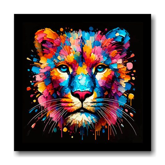 Large canvas wall art - A vibrant multi-coloured head portrait of a Panther. Available in 3 large sizes.
