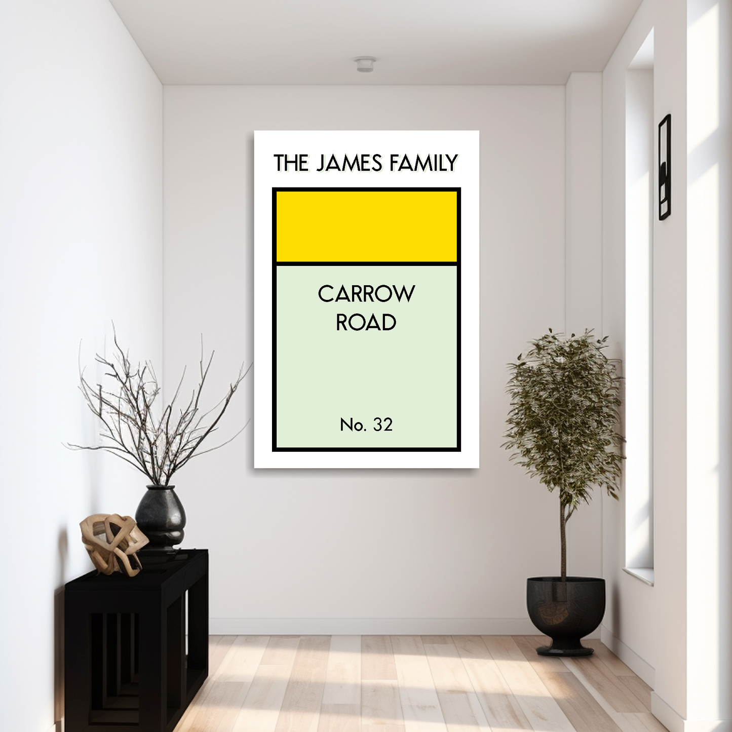 Personalised Monopoly canvas print 36 x 24 inch - large custom street name wall art