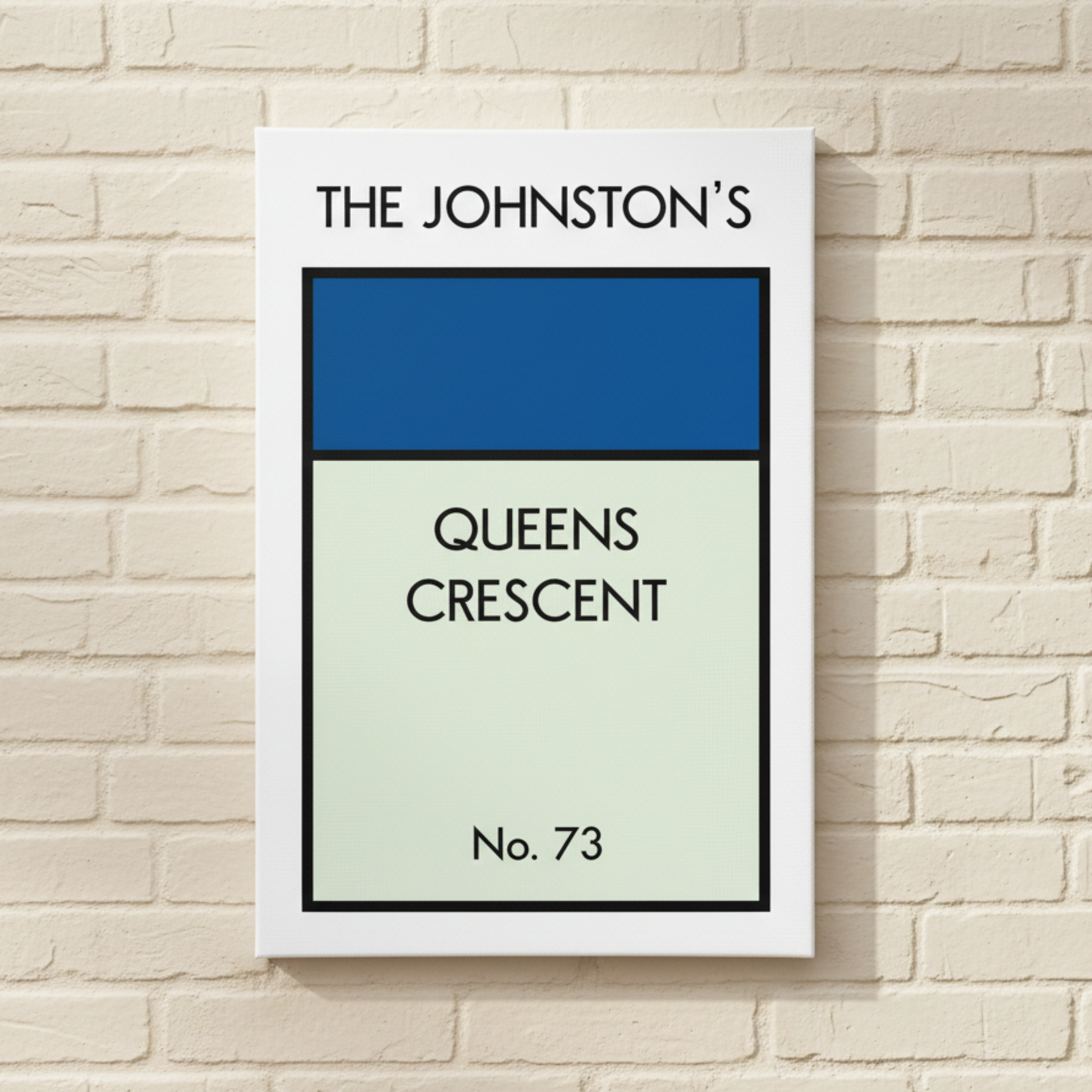 Personalised Monopoly canvas print navy - personalised address Monopoly gift