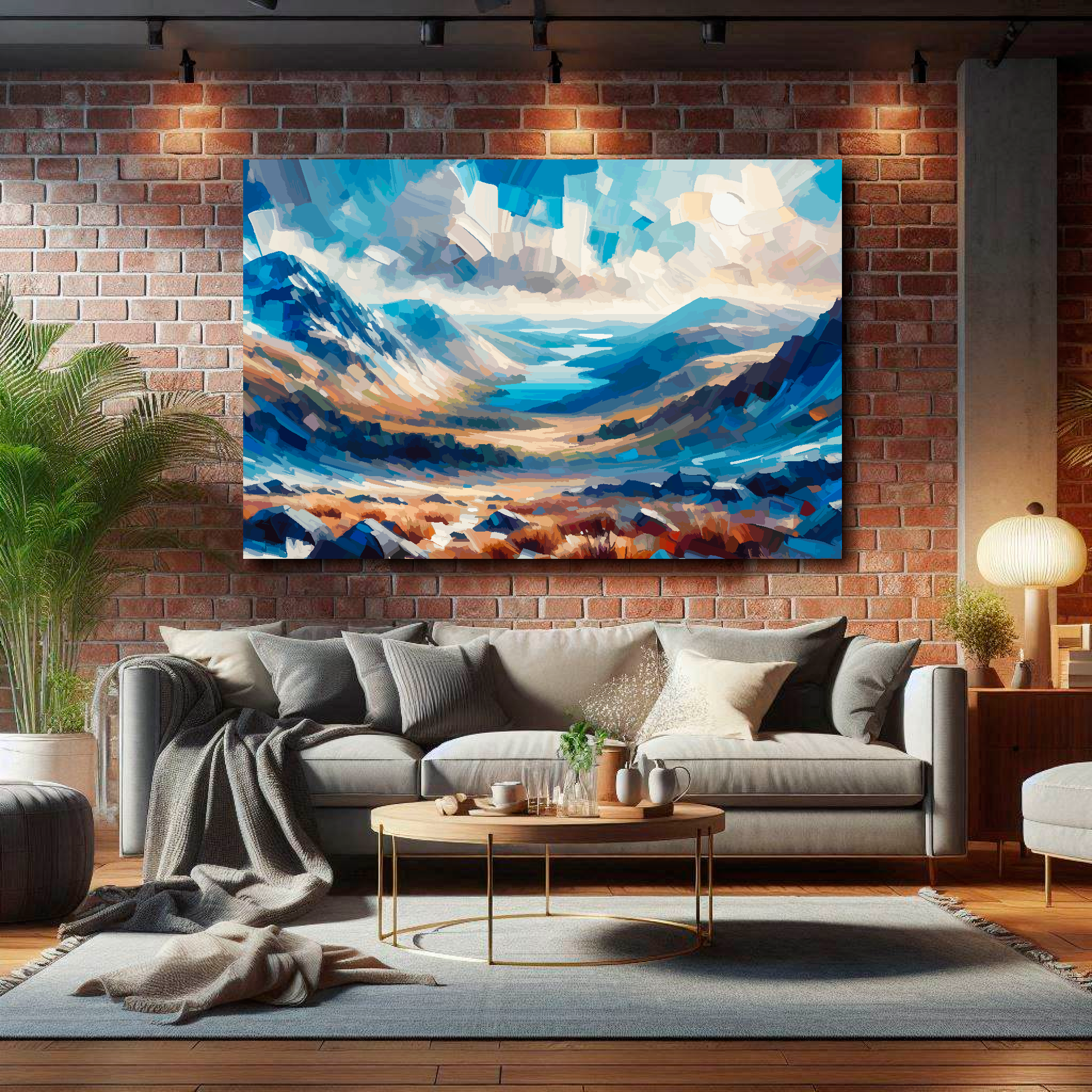 Large canvas wall art - A multi-coloured abstract landscape of Snowdonia. Available in 3 large sizes.