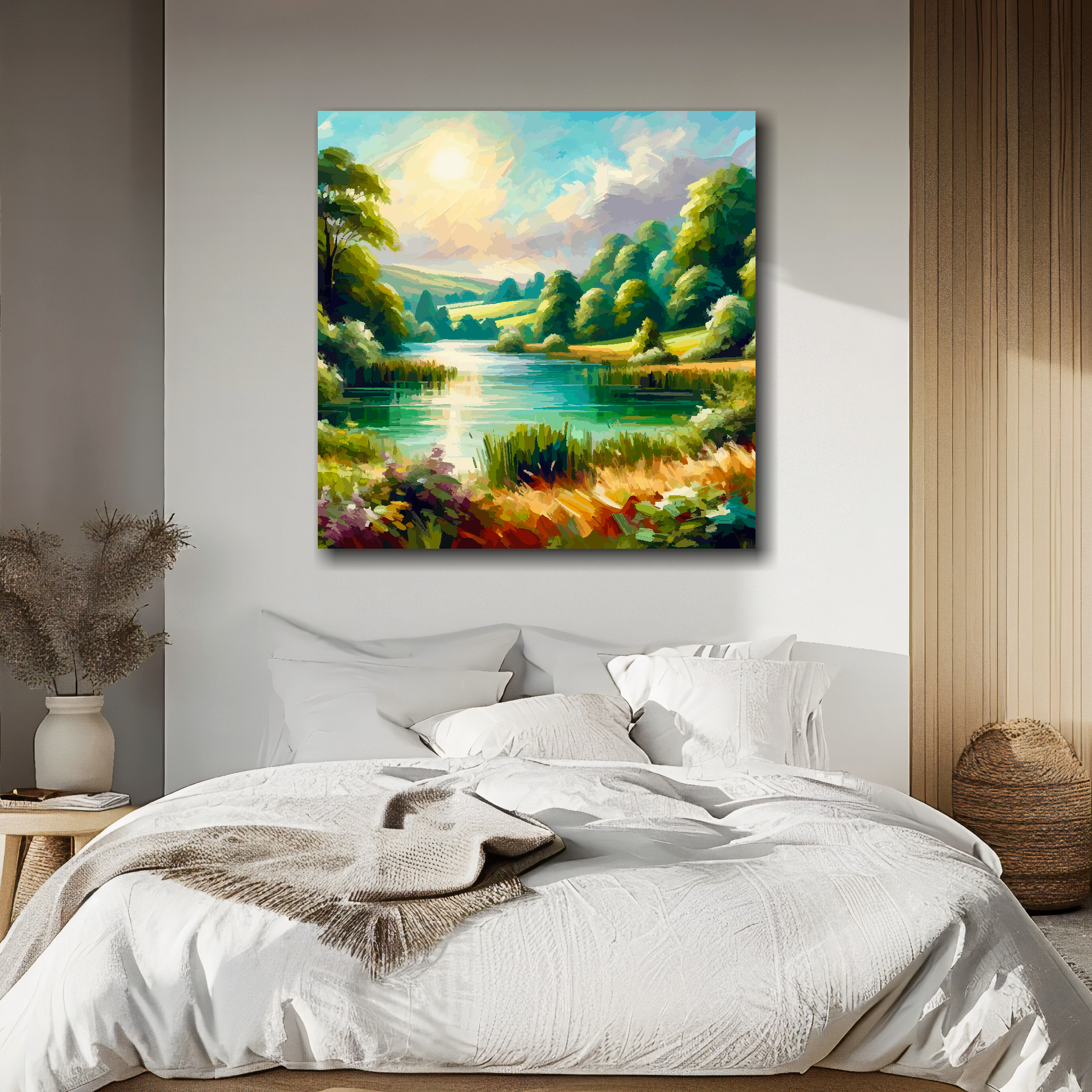Large canvas wall art - Multi-Coloured Landscape of an English lake.
