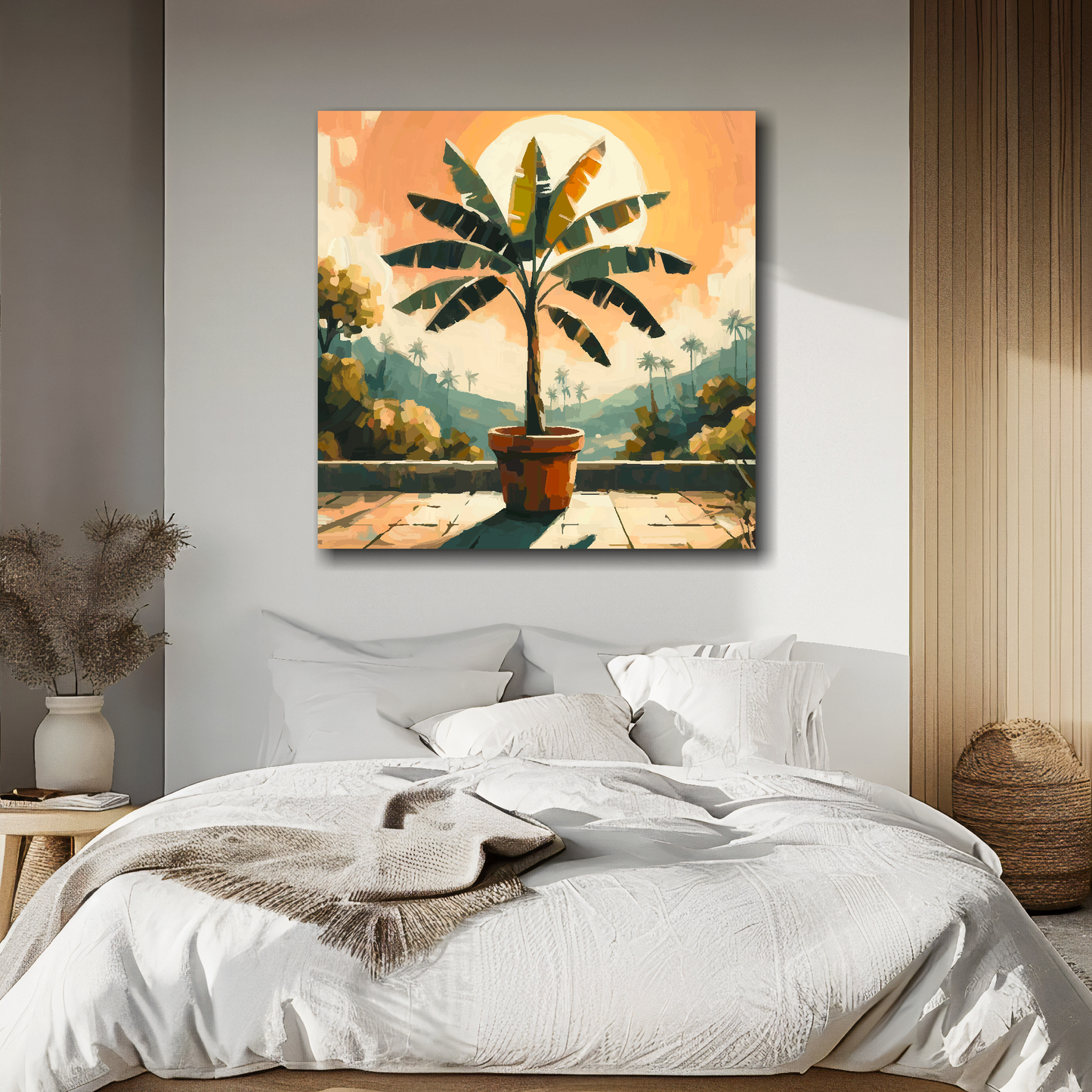Large canvas wall art - Colourful Abstract of a Banana Tree, part of the UK CANVAS tree collection. Available in 3 large sizes.